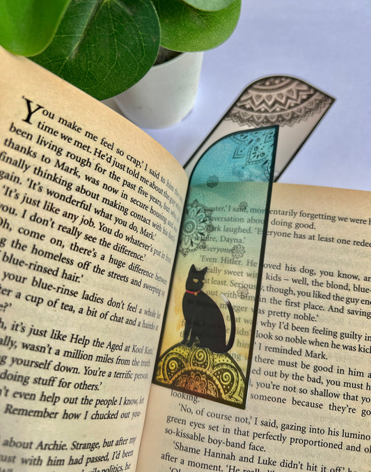 Mystical Mandala Black Cat Bookmark - Set of 2