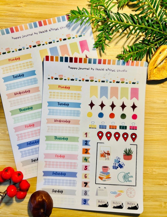 📓 Bullet Journal Sticker Sheet – Weekly Planning | Deco Stickers Little Things