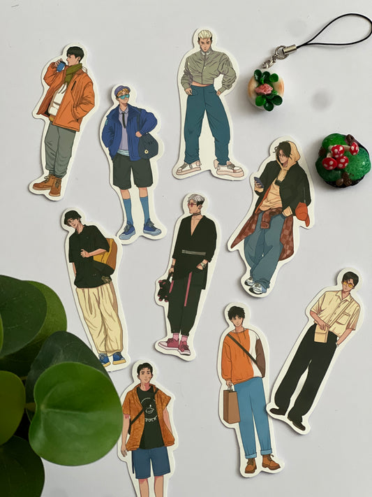 Boys' Fashion Die-Cut Stickers - 9pcs (Random)