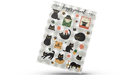 Journal with black cat illustrations on a white background