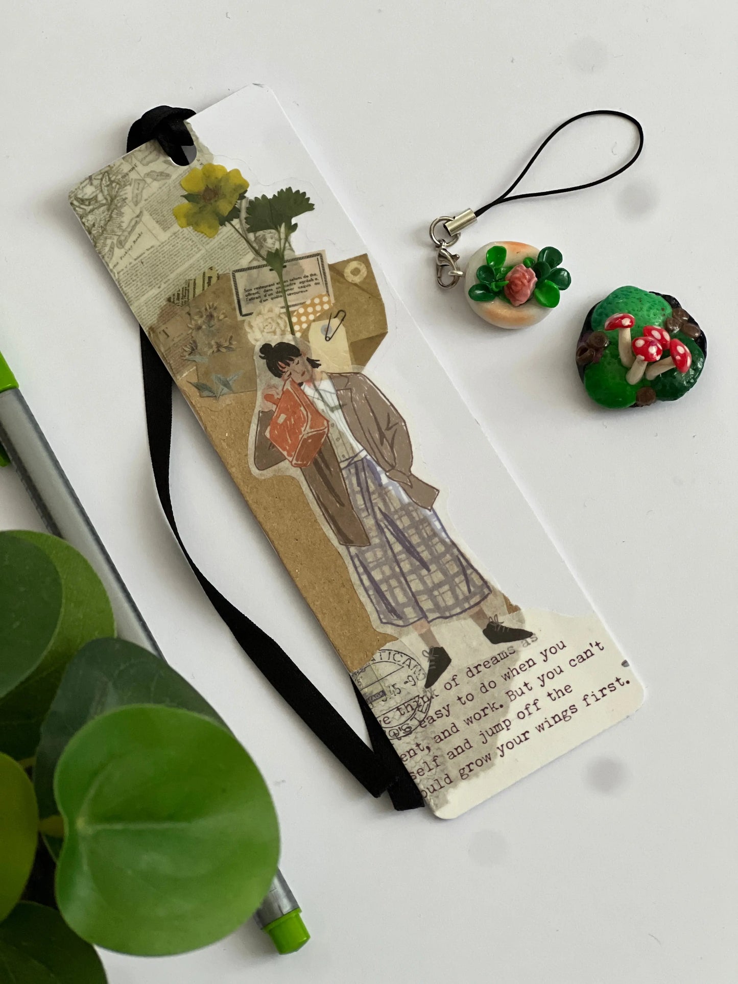 Personalised custom bookmark displayed on a journal or book