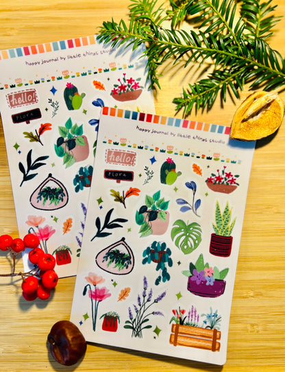 🌿 Plants & Flowers Sticker Sheet - journal planner scrapbook stickers | deco stickers