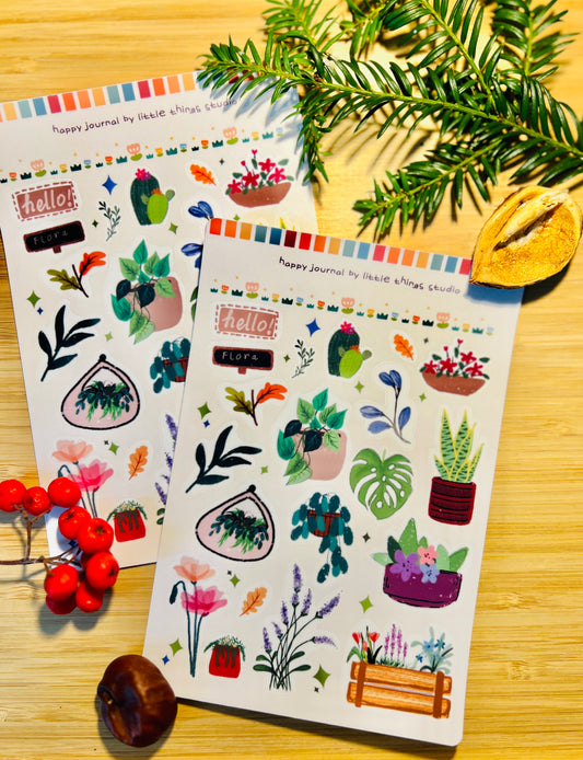 🌿 Plants & Flowers Sticker Sheet - journal planner scrapbook stickers | deco stickers